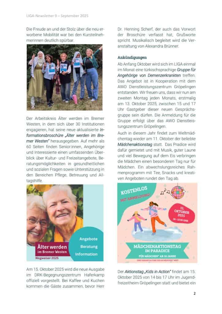 Ausschnitt vom Newsletter.