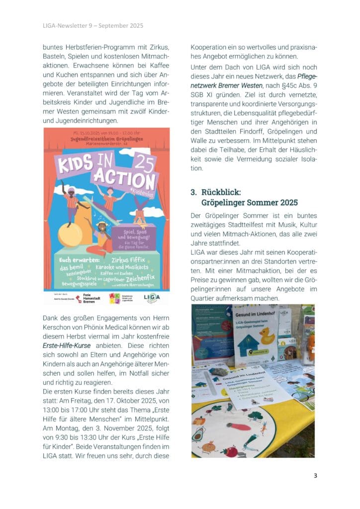 Ausschnitt vom Newsletter.