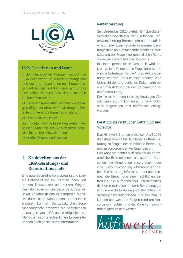 Ausschnitt des Newsletters.
