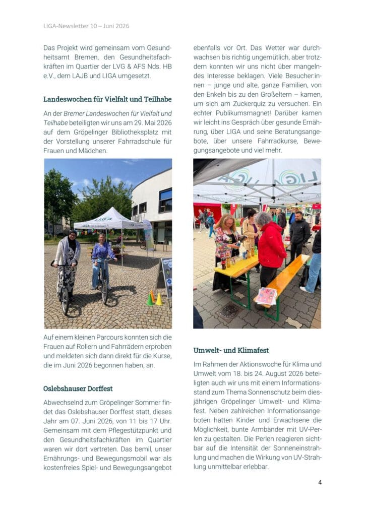 Ausschnitt des Newsletters.