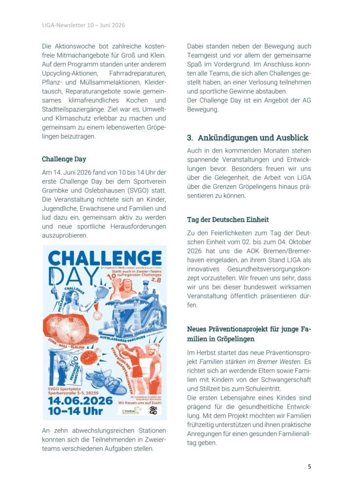 Ausschnitt des Newsletters.