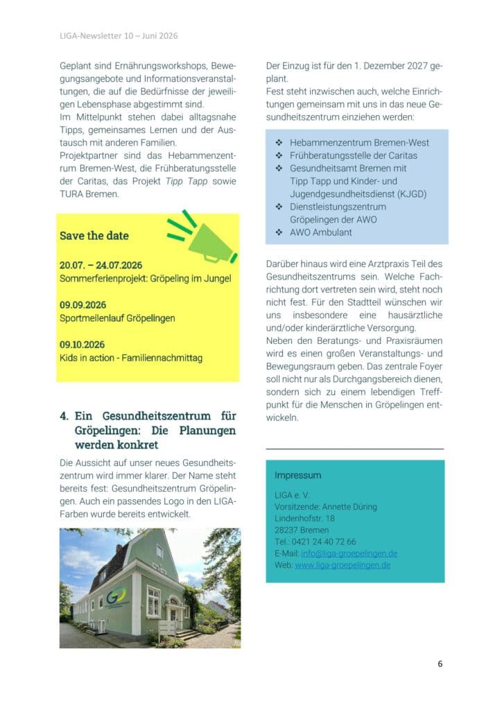 Ausschnitt des Newsletters.